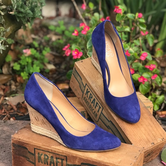Franco Sarto Shoes - Franco Sarto Calix Cobalt Blue Sues Wedge
